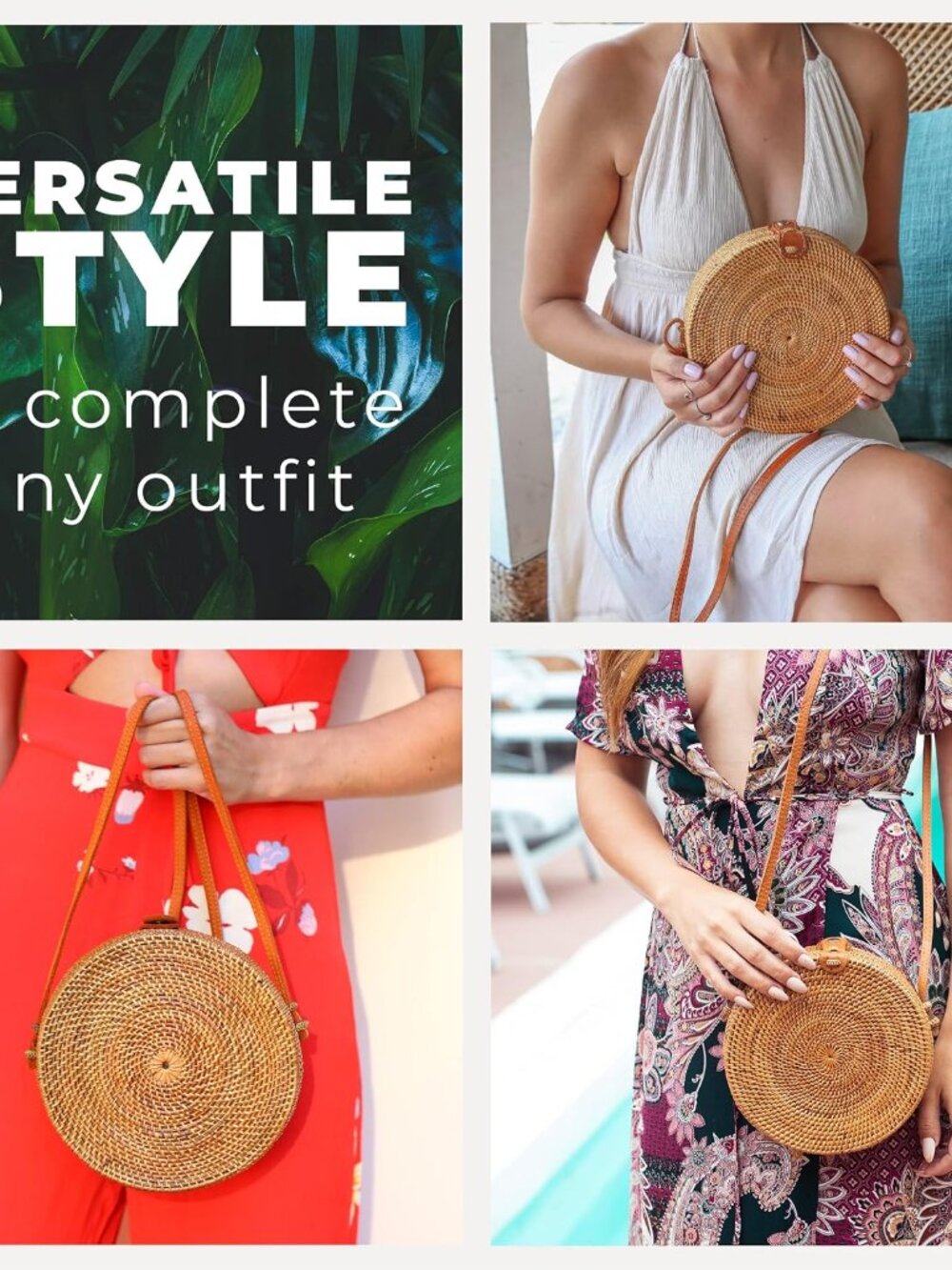 Handmade Rattan Purse - Straw Wicker Crossbody Bag for Women | Brown Ata Woven B - Picture 2 of 6